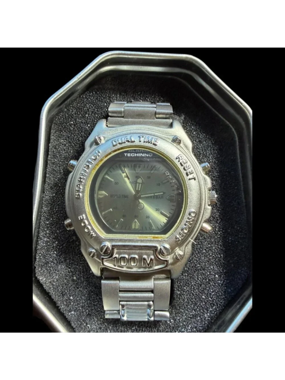 TECHINNO Dual Time Analog Digital World Time Alarm 100M Wristwatch Nokia Box